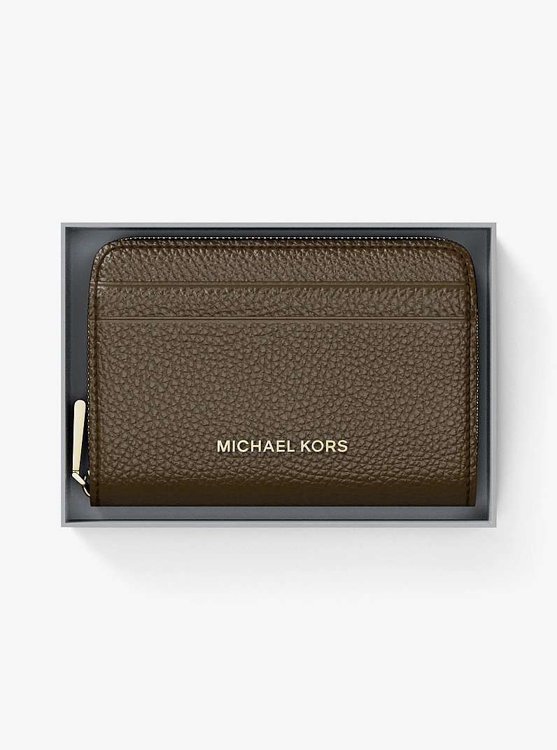 Kartenetui Jet Set Small aus gekrispeltem Leder mit Rundum-Rei&szlig;verschluss in LODEN | Michael Kors