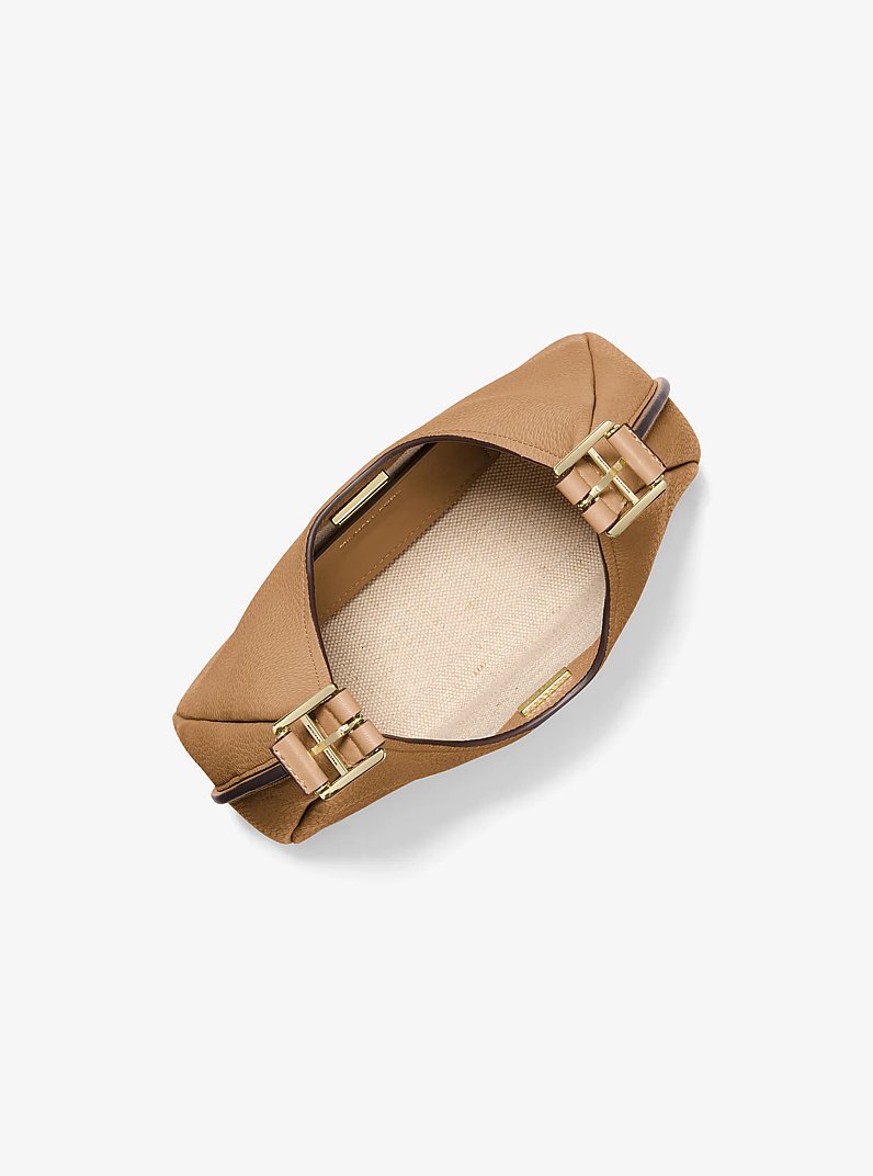 Nolita Small Pebbled Leather Hobo Shoulder Bag in HUSK | Michael Kors