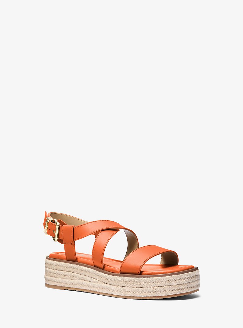 Lynn Leather Platform Espadrille Sandal in ORANGE PUNCH | Michael Kors