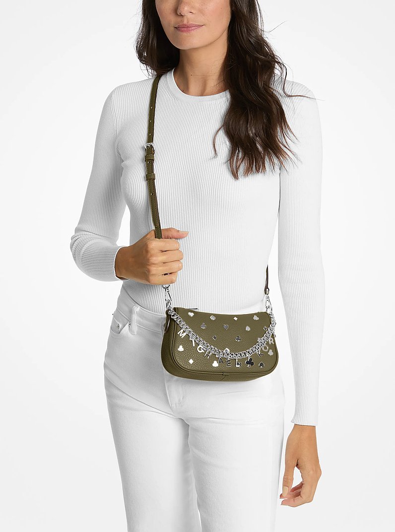 Carmela Small Embellished Convertible Crossbody Bag in OLIVE