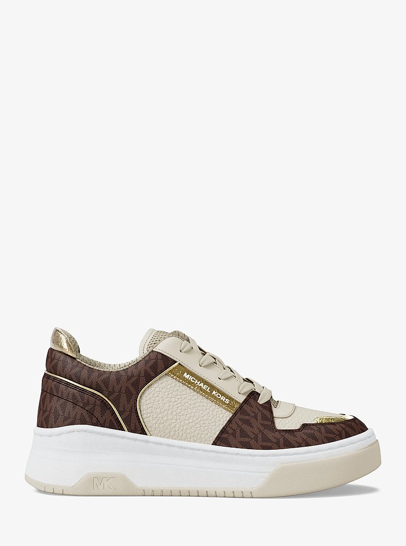 Lexi Mixed-Media Sneaker in BROWN | Michael Kors