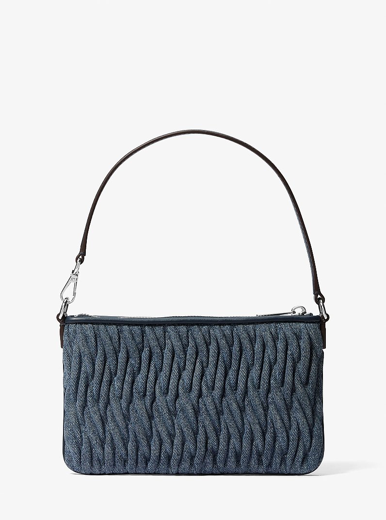Jet Set Travel Matelass&eacute; Denim Wristlet in DENIM | Michael Kors