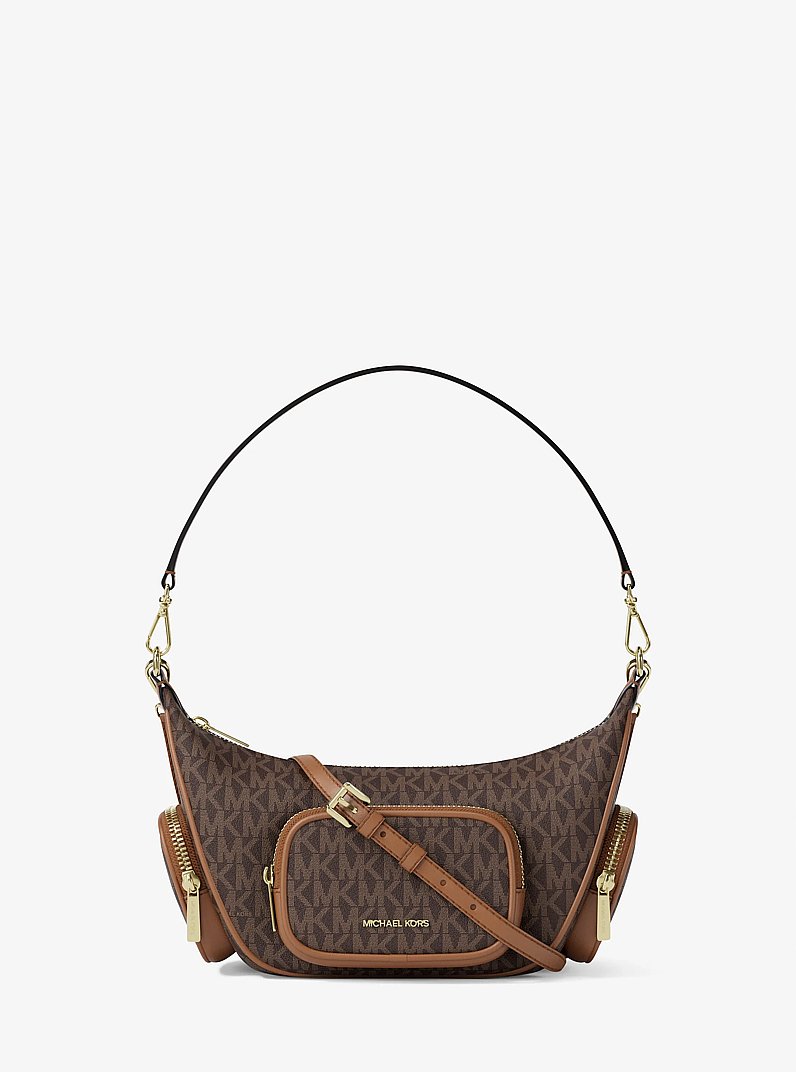 Merritt Small Signature Logo Convertible Shoulder Bag in BROWN | Michael Kors