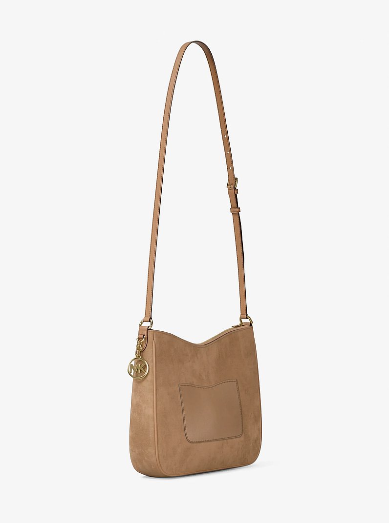 Nayla Medium Pebbled Leather Messenger Bag in CAMEL | Michael Kors