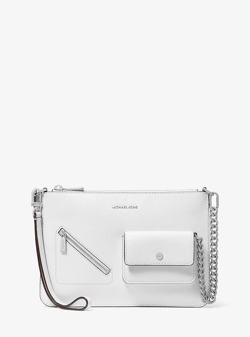 Jet Set Large Leather Convertible Zip Wristlet in OPTIC WHITE | Michael Kors