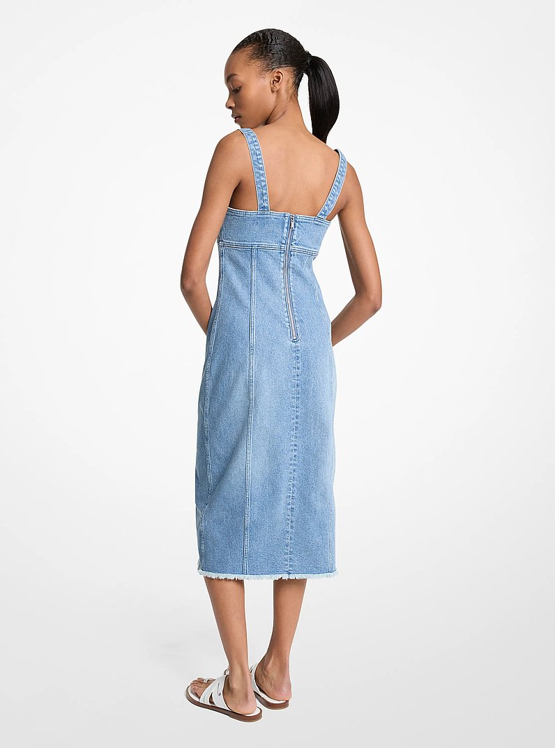 Frayed Denim Midi Dress in ANGEL BLUE WASH | Michael Kors