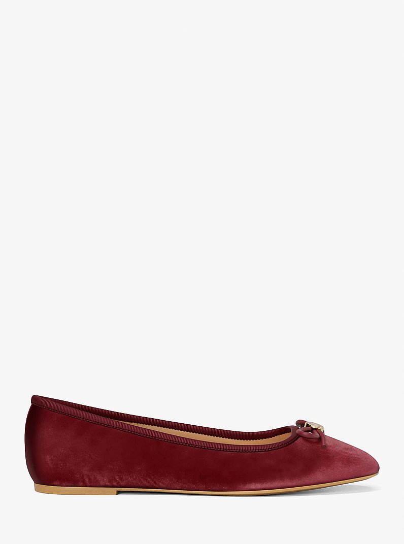Savannah Logo Debossed Velvet Ballet Flat in MAROON | Michael Kors