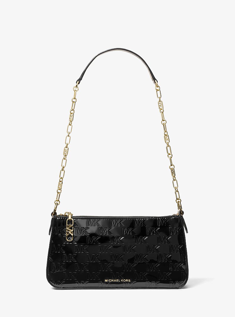 Pochette media in vernice con catena e logo Empire