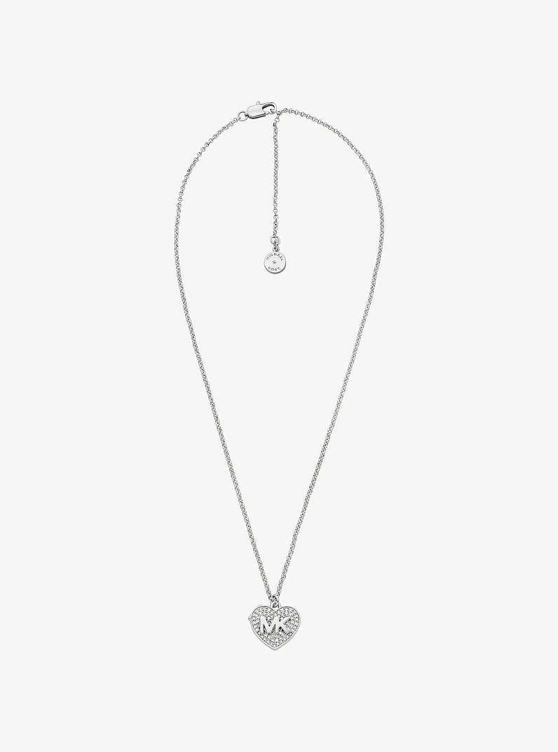 Pav&eacute; Heart Locket Necklace in SILVER | Michael Kors