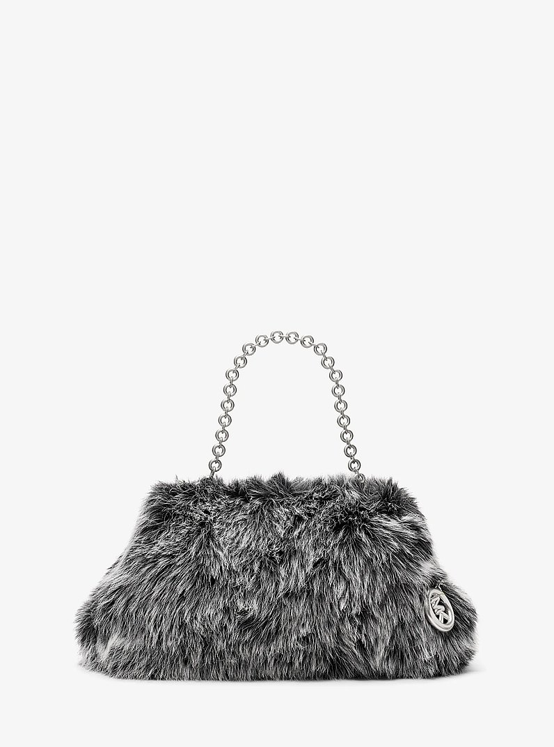 Goldie Large Faux Fur Clutch in BLACK | Michael Kors