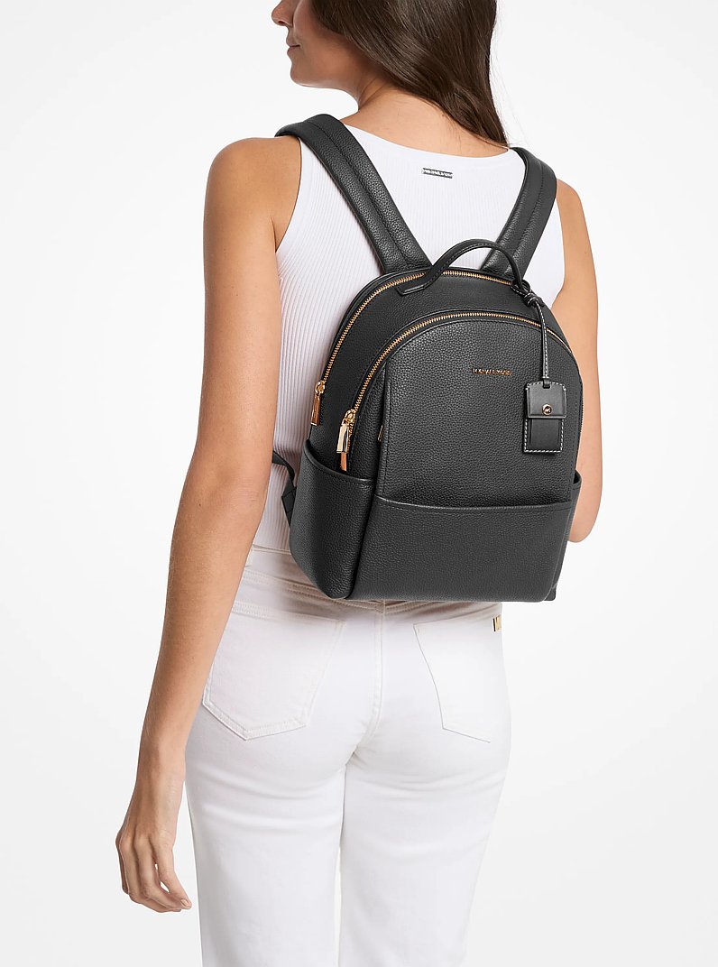 Sable Medium Pebbled Leather Backpack in BLACK | Michael Kors