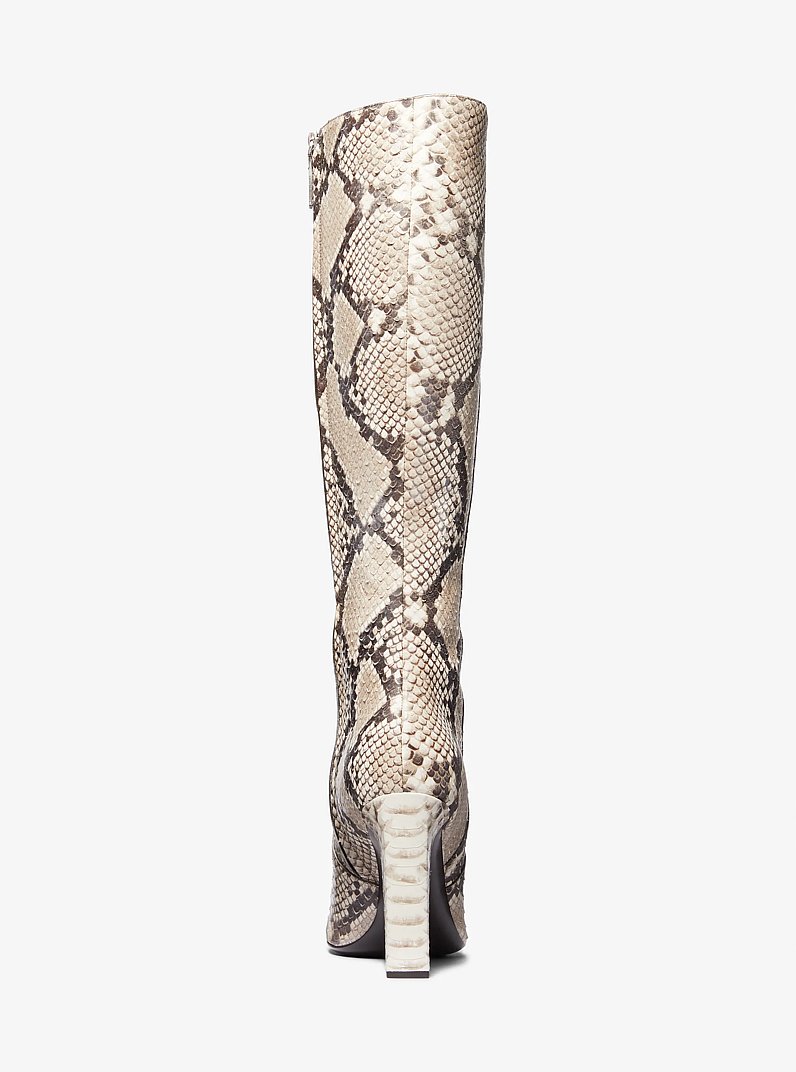Carly Python Embossed Leather Boot in NATURAL | Michael Kors