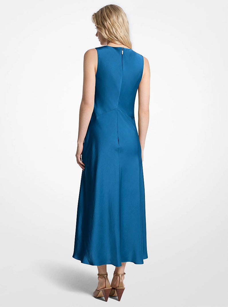 Robe mi-longue en satin in BLEU RIVI&Egrave;RE | Michael Kors