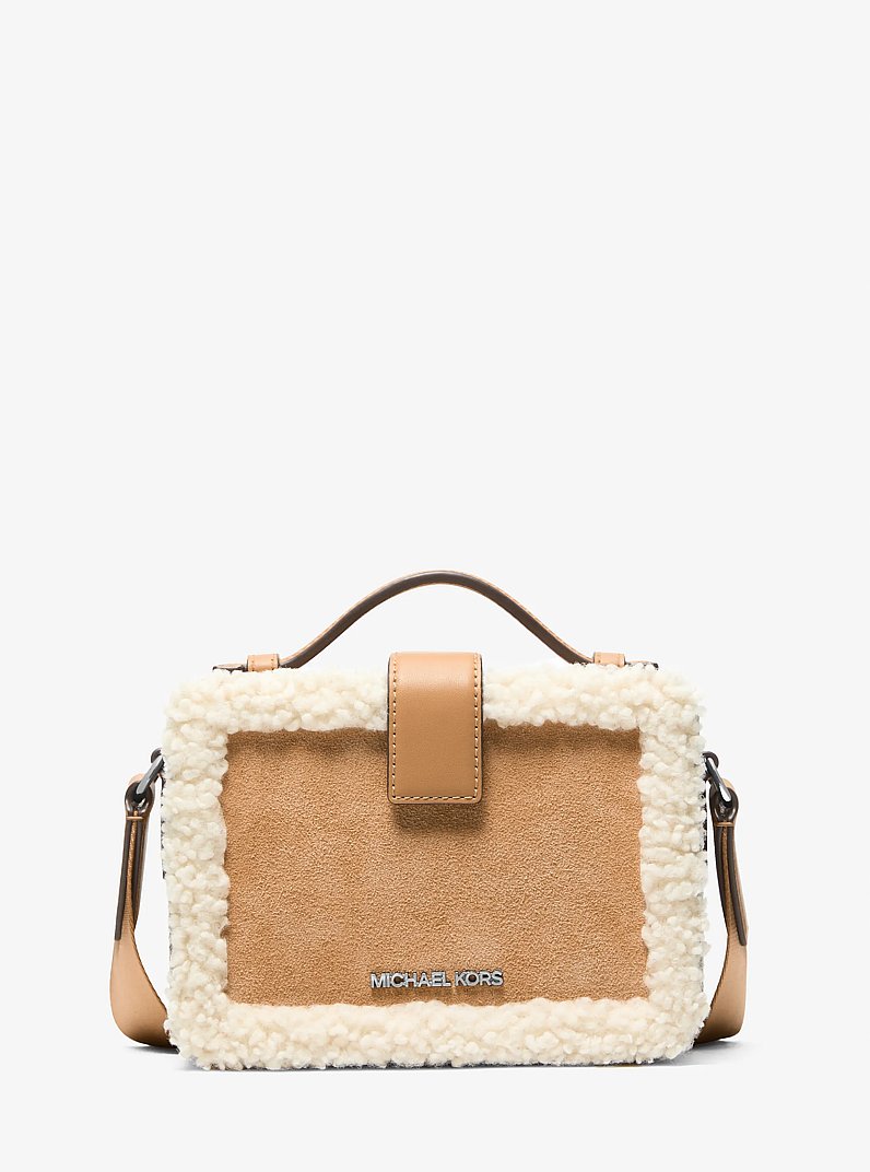 Cooper Suede and Sherpa Crossbody Bag in PEANUT - Sale | Michael