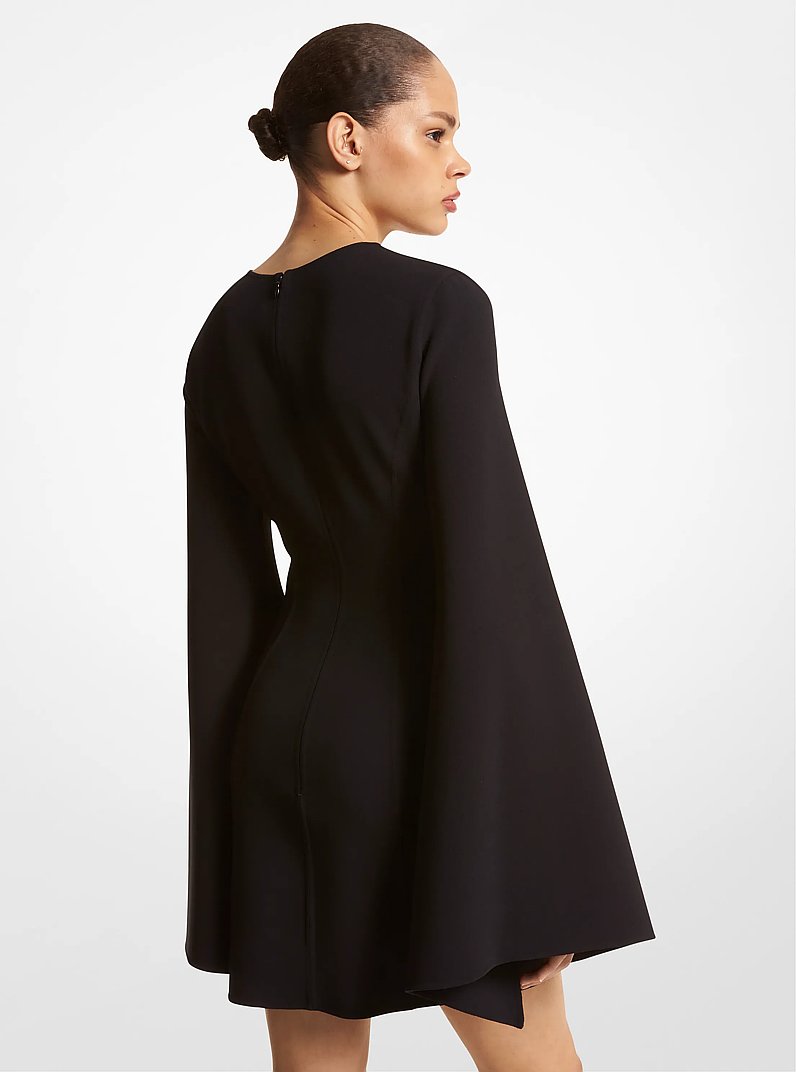 Double Face Stretch Wool Twill Slit-Sleeve Dress in BLACK | Michael Kors