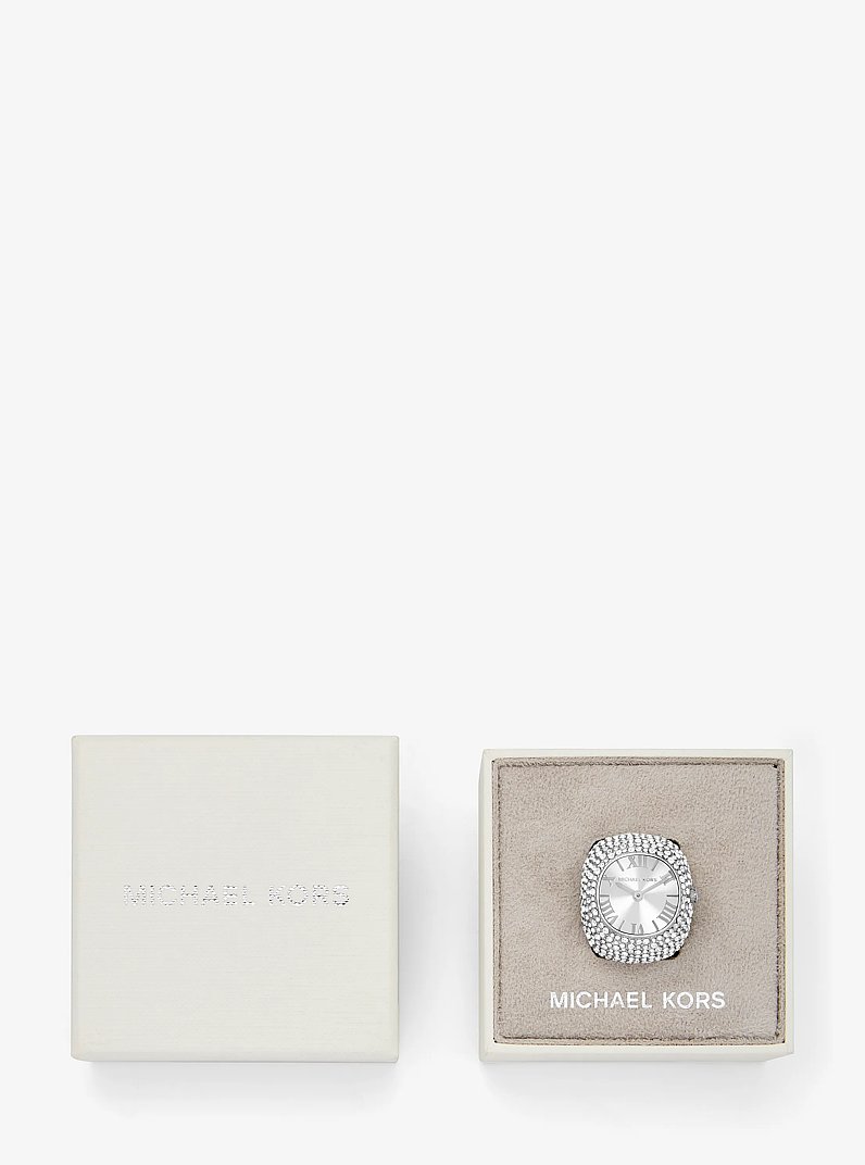 Rylee Pav&eacute; Silver-Tone Ring Watch in SILVER | Michael Kors