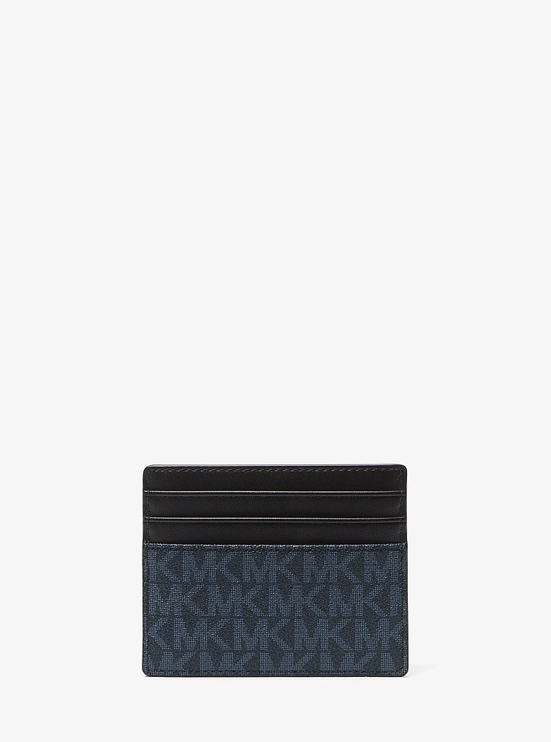 Cooper Signature Logo Card Case in ADML/PL BLUE | Michael Kors