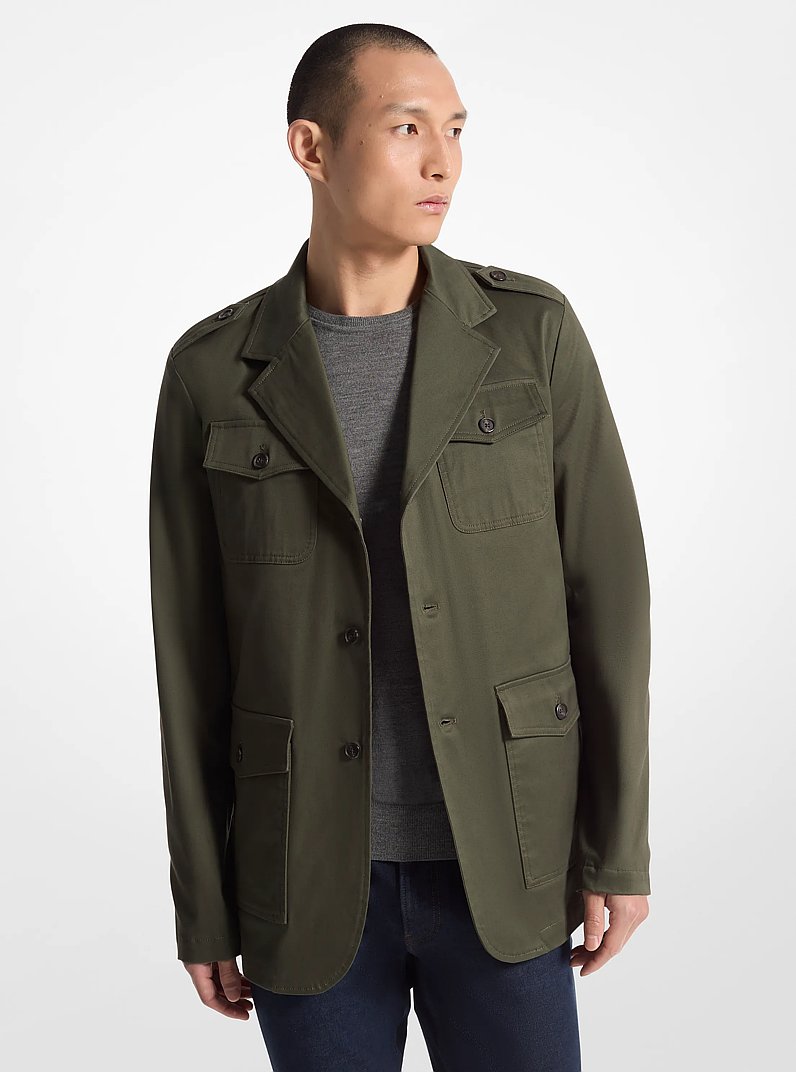 Stretch Organic Cotton Jacket in IVY | Michael Kors