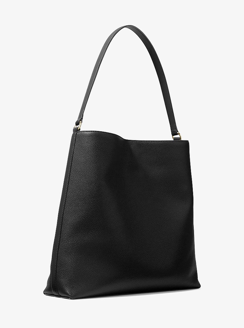 Sammy Large Pebbled Leather Hobo Shoulder Bag in BLACK | Michael Kors