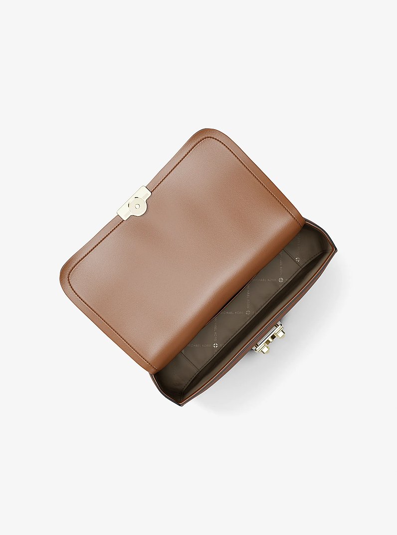 Tribeca Large Pebbled Leather Shoulder Bag in LUGGAGE | Michael Kors