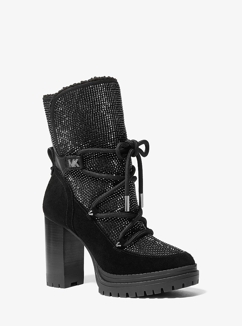 Culver Embellished Lace-Up Boot in BLACK | Michael Kors