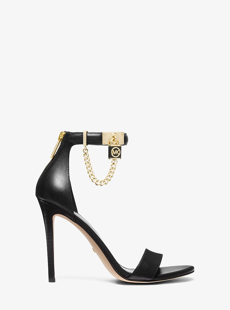 Hamilton Embellished Leather Sandal in BLACK | Michael Kors