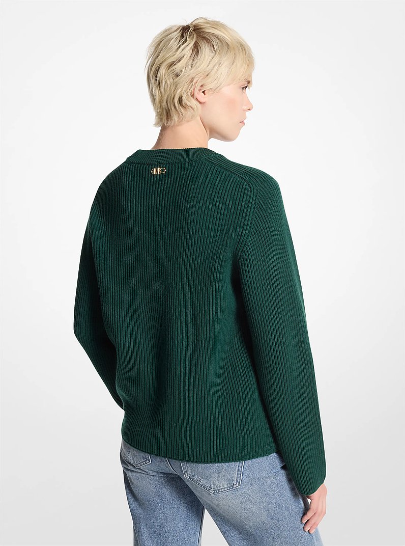 Ribbed Merino Wool Sweater in DARK EMERALD | Michael Kors
