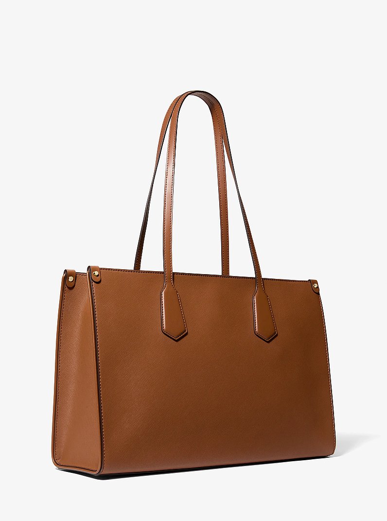 Borsa tote Maple grande in pelle Saffiano in CUOIO | Michael Kors