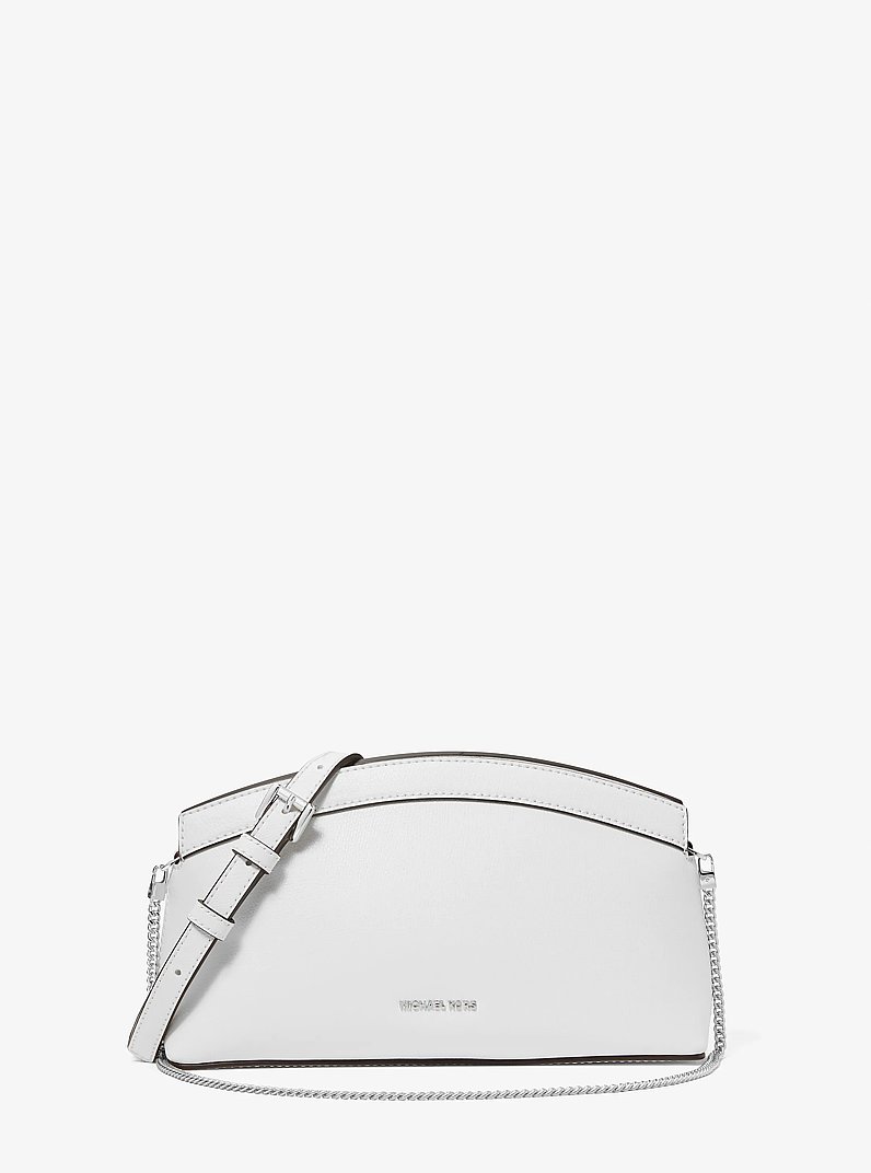 Athena Small Leather Convertible Clutch in OPTIC WHITE | Michael Kors