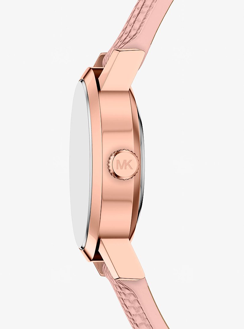 Kleine Armbanduhr Maude im Ros&eacute;-Goldton mit Lederarmband mit Eidechsenpr&auml;gung in PRIMEL | Michael Kors