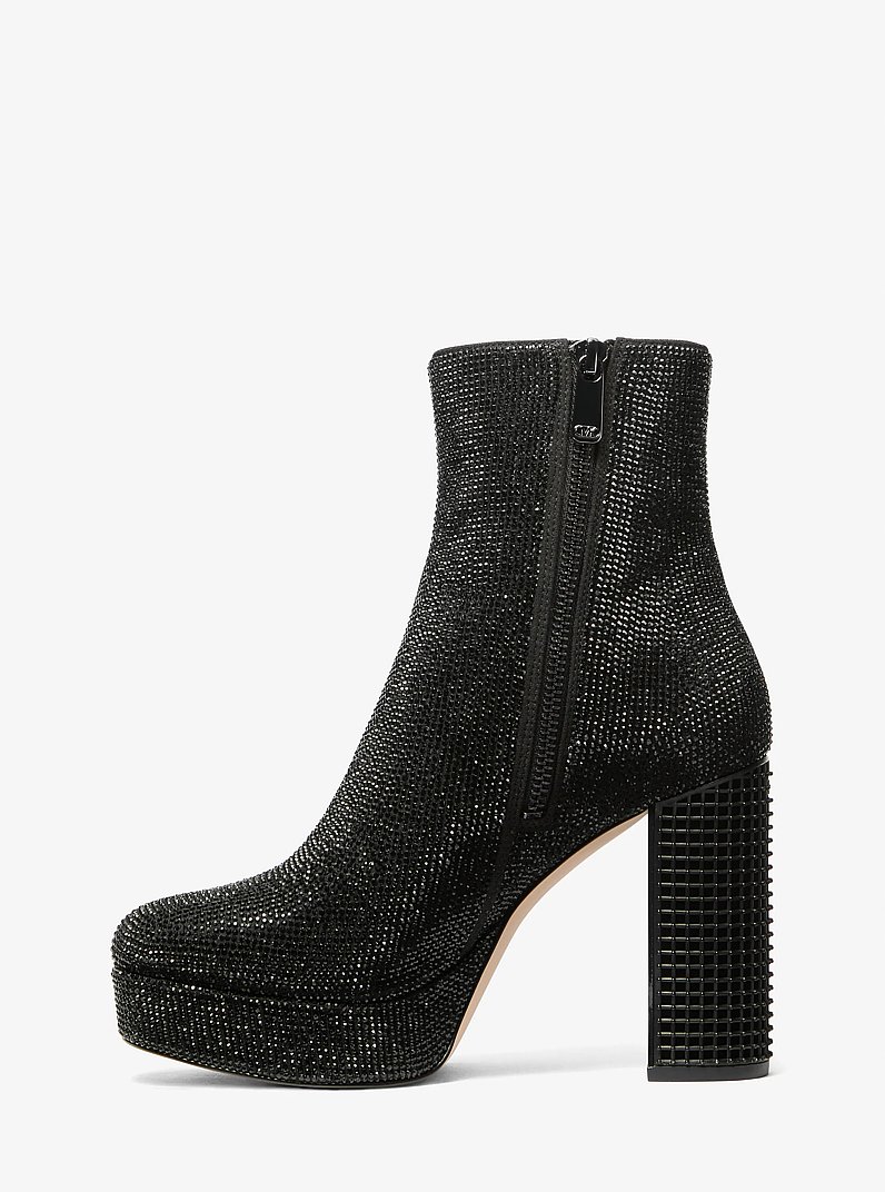 Maxine Crystal Embellished Platform Boot in BLACK | Michael Kors