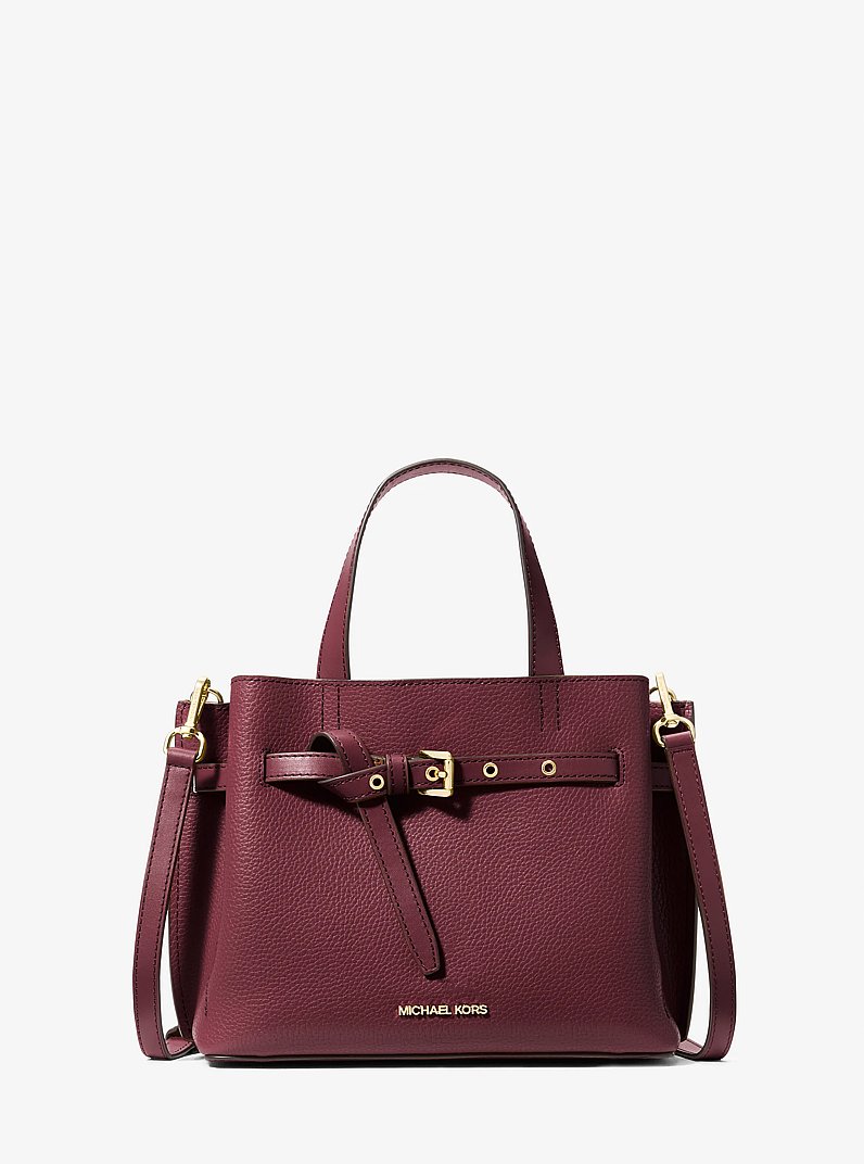 Emilia Small Pebbled Leather Satchel in OXBLOOD | Michael Kors