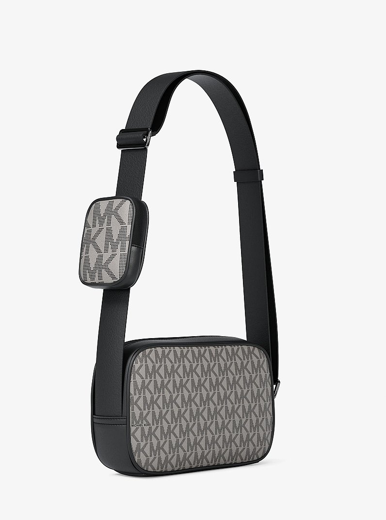 Cooper Small Signature Logo Camera Crossbody Bag With Pouch in PG/BLK MUL | Michael Kors