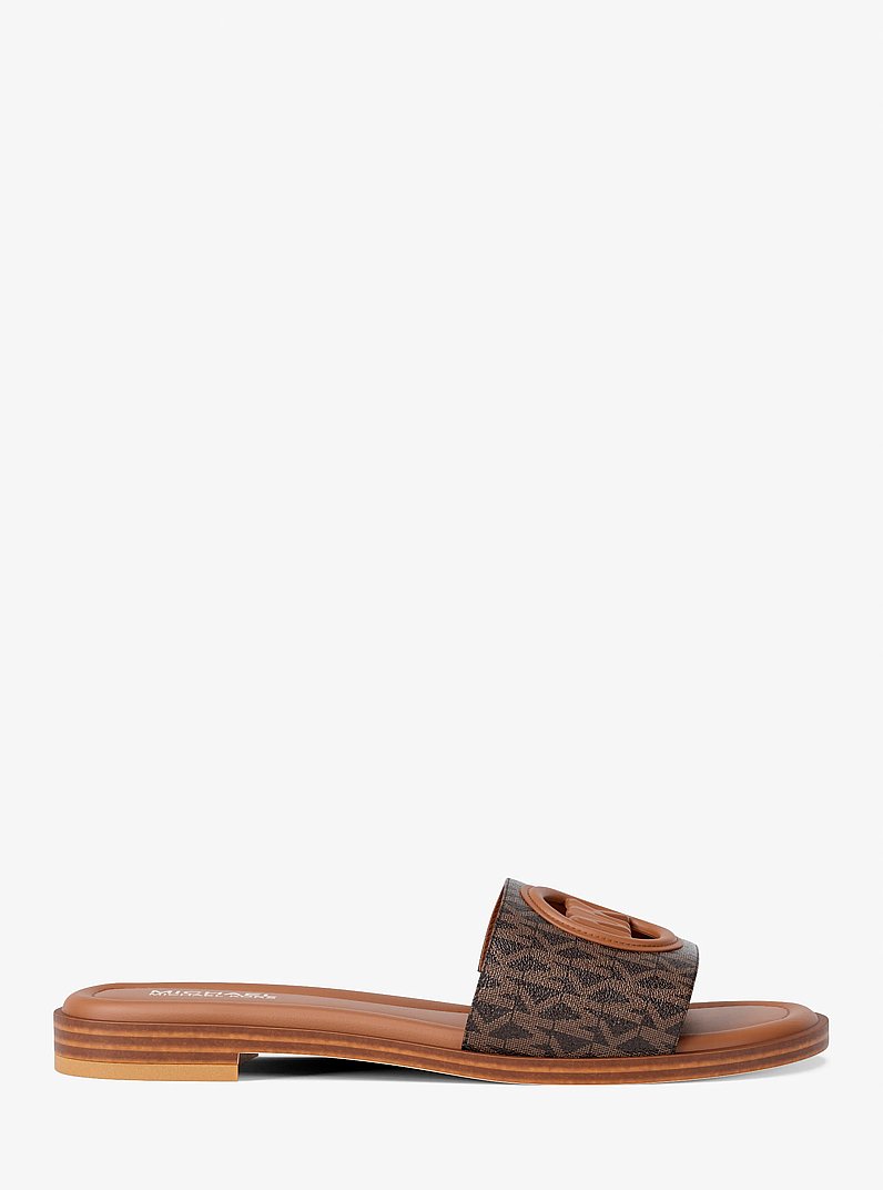 Carissa Signature Logo Slide Sandal in BROWN MULTI | Michael Kors