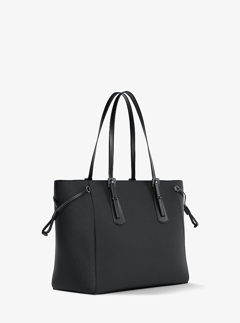 Voyager Large Saffiano Leather Tote Bag in BLACK | Michael Kors