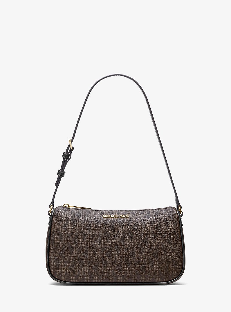 Pochette Jet Set Medium mit Signature-Logomuster in BRAUN/SWZ | Michael Kors