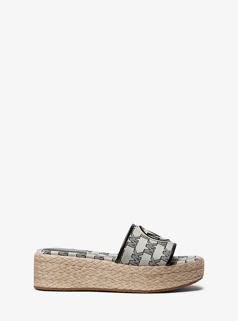 Sandalia de cu&ntilde;a Sadler de yute y jacquard con logotipo in NATURAL/NEGRO | Michael Kors