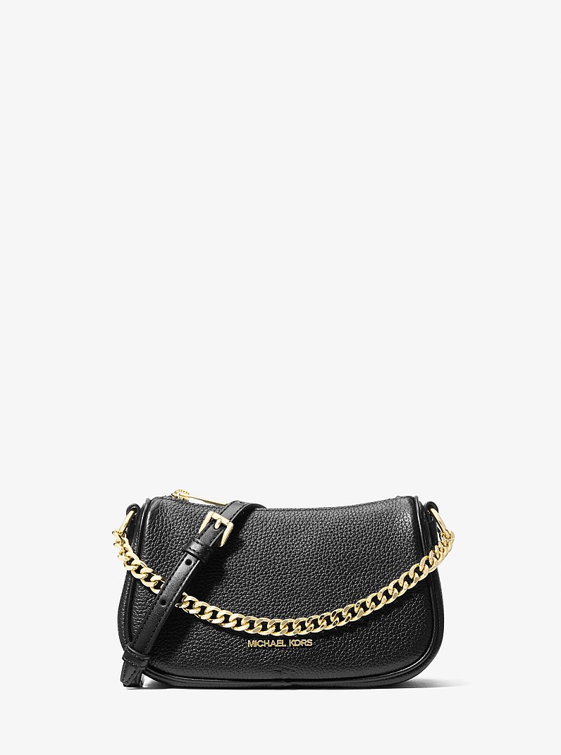 Carmela Small Pebbled Leather Convertible Crossbody Bag in NEGRO | Michael Kors