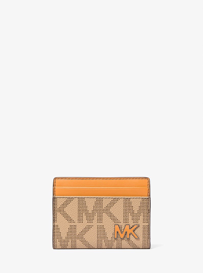 Grand portefeuille folio &agrave; deux volets Cooper &agrave; logo Signature in CHAMEAU/ROUGE-ORANGE MULTI | Michael Kors