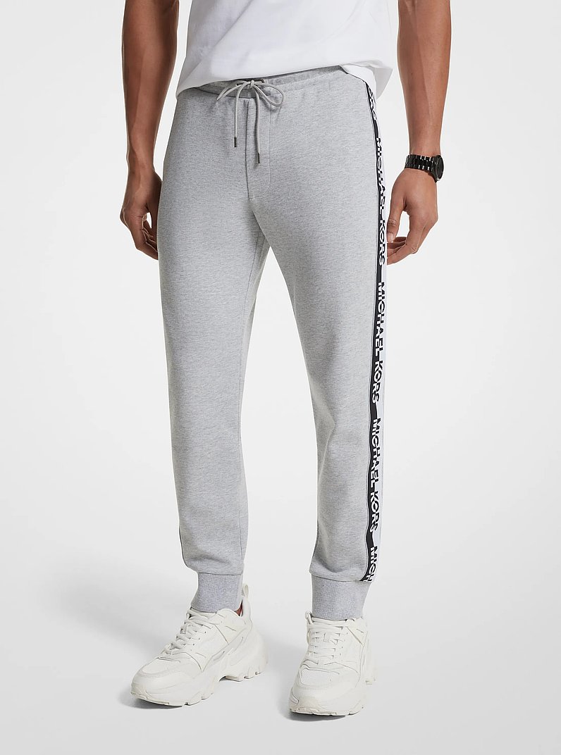 Pantalon de jogging en m&eacute;lange de coton &agrave; bande &agrave; logo in GRIS PIERRE | Michael Kors
