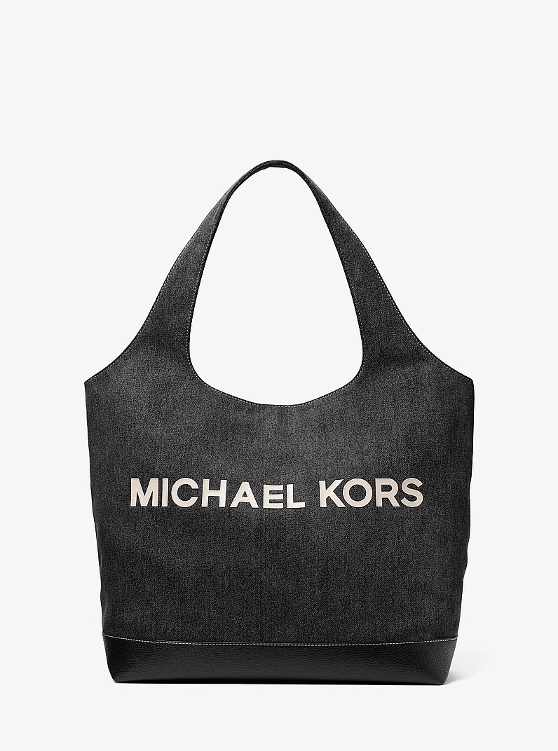 Cooper Medium Denim Tote Bag in BLACK WASH | Michael Kors