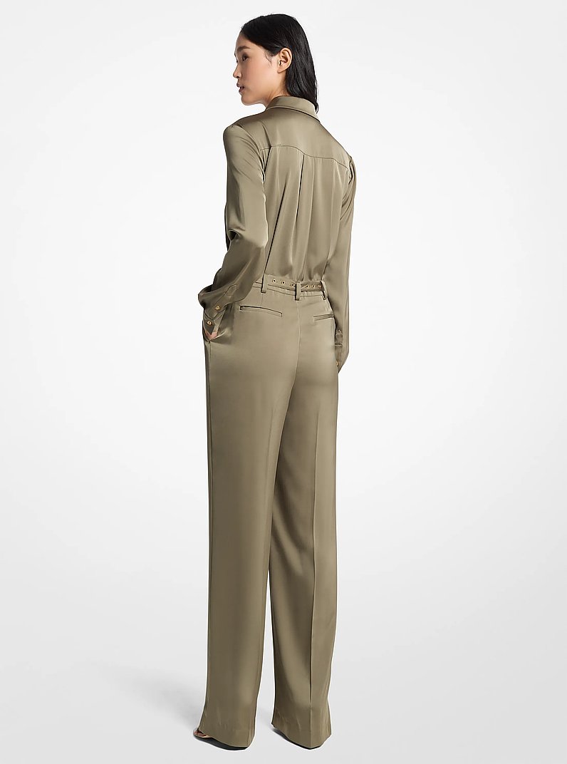 Satin Jumpsuit in SAFARI GREEN | Michael Kors