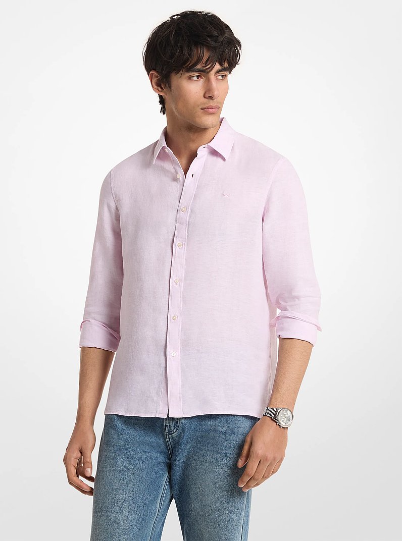 Classic-Fit Linen Shirt in LT BOUQUET | Michael Kors