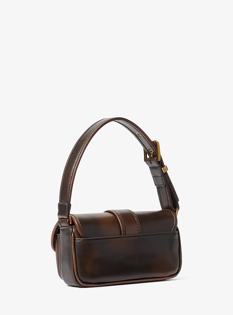 Colby Extra-Small Burnished Leather Shoulder Bag in CHOCOLATE | Michael Kors
