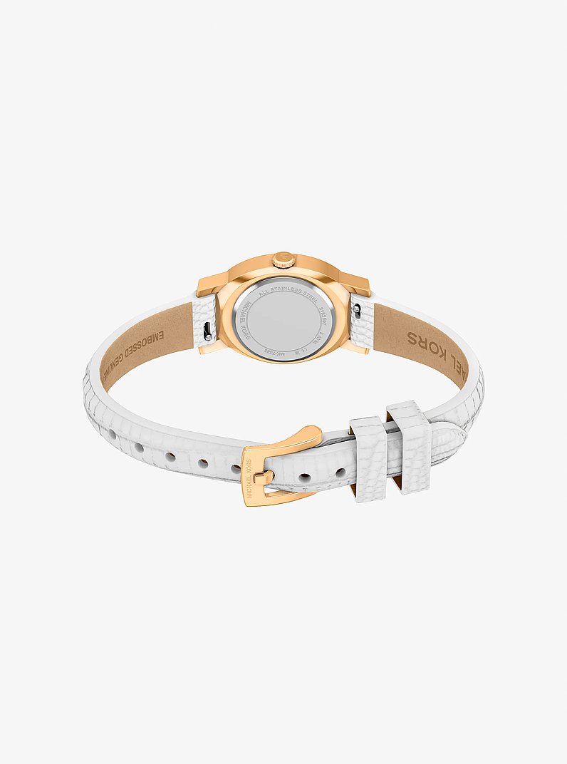 Reloj Maude petite en tono dorado con correa de piel con motivo de lagarto en relieve in BLANCO INTENSO | Michael Kors