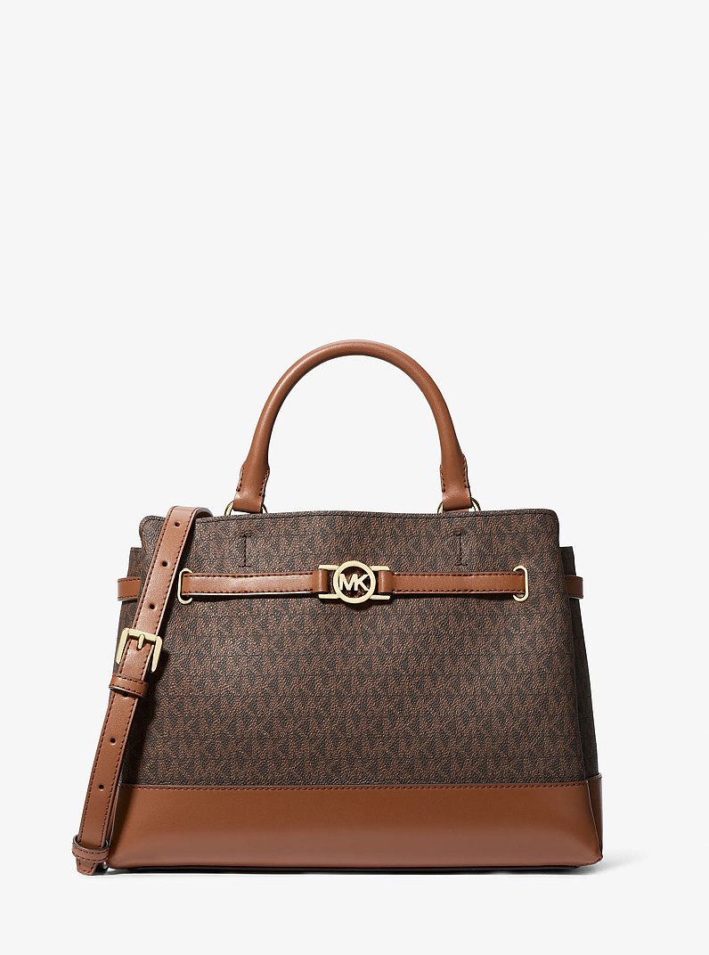 Reed Large Signature Logo Satchel in BROWN | Michael Kors