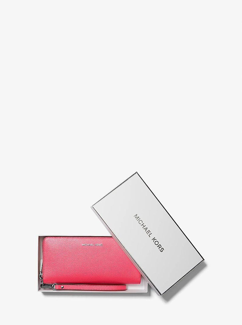 Jet Set Pebbled Leather Continental Wristlet