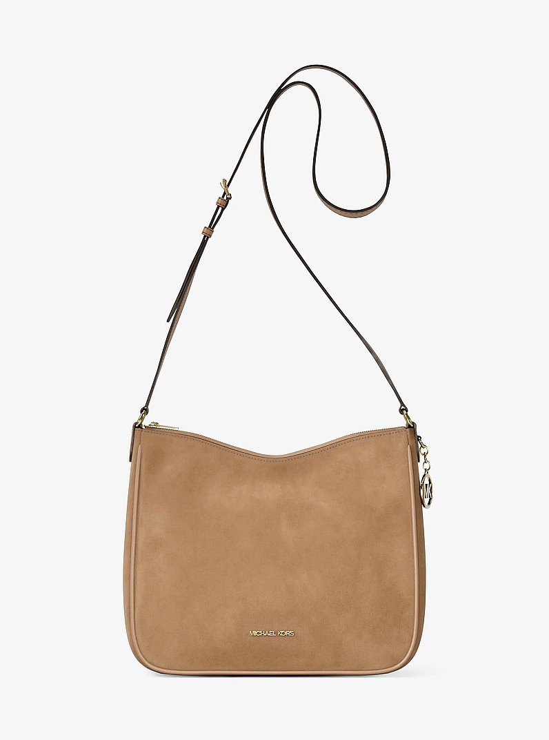 Nayla Medium Pebbled Leather Messenger Bag in CAMEL | Michael Kors