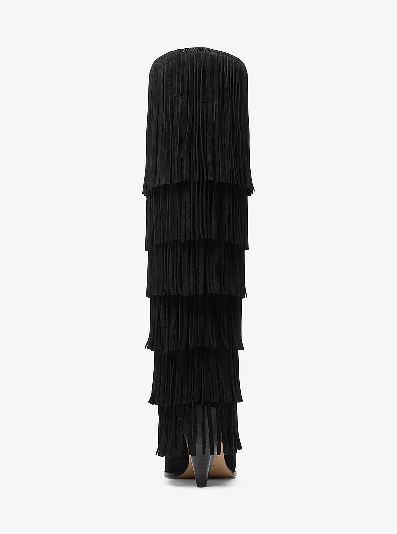 Jayla Suede Fringed Boot in BLACK | Michael Kors