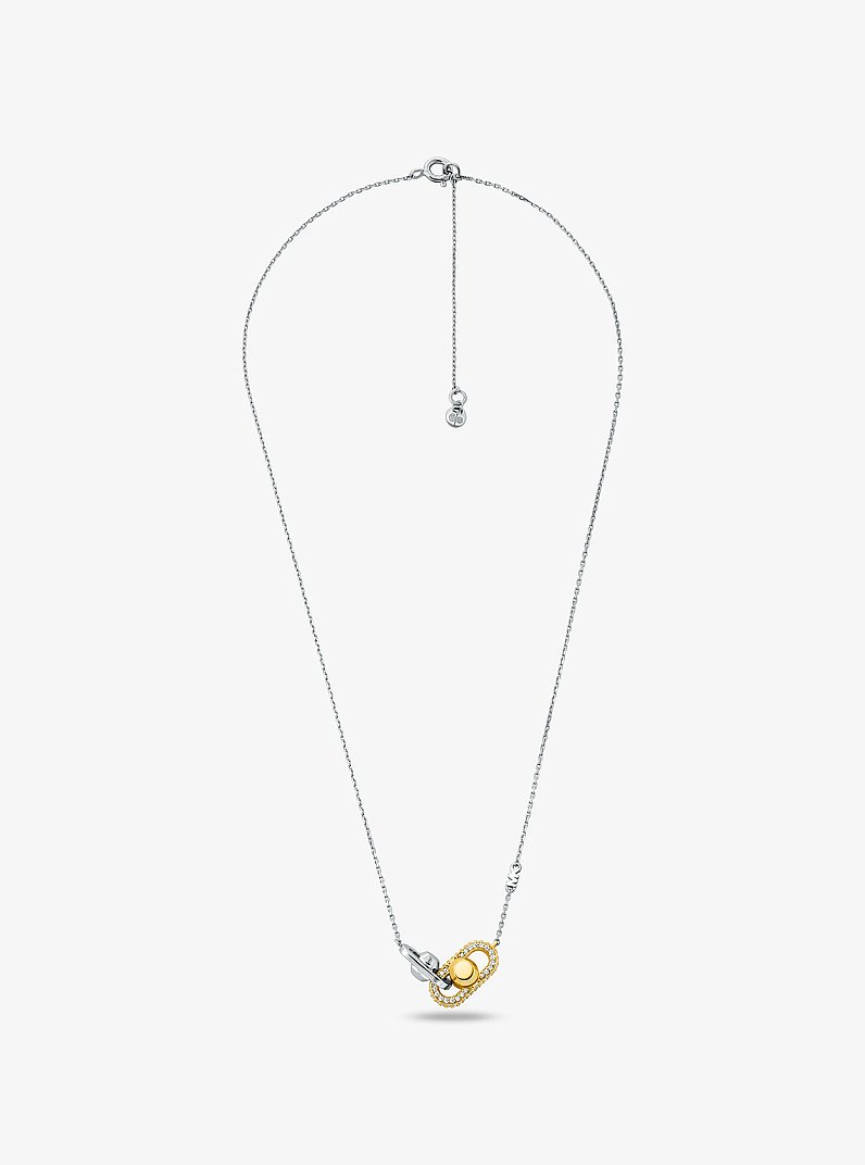 Astor Link Precious Metal-Plated Tone Sterling Silver Pav&eacute; Necklace in TWO TONE | Michael Kors